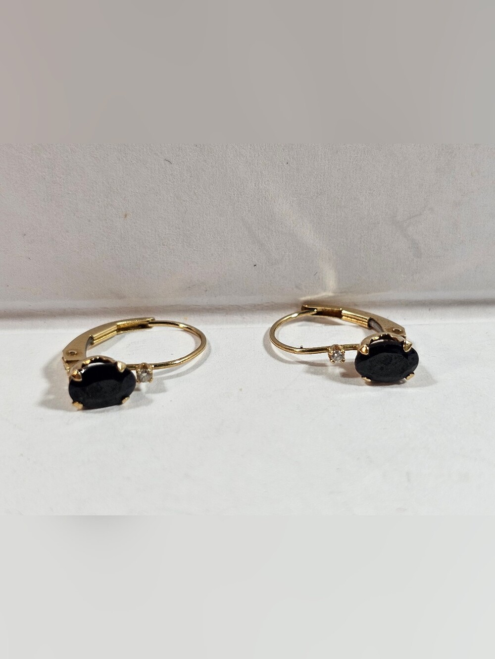 14k Yellow Gold Spinel and Diamond Earrings.